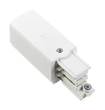 Endeinspeisung links für Nordic Aluminium Stromschienensystem XTS 12-3, weiß, Produktfoto Frontansicht