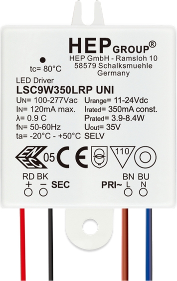 HEP LED Treiber, Konstantstrom, 9W, Frontansicht