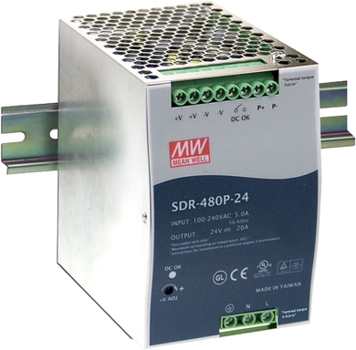 Mean Well Hutschienennetzteil Frontansicht 24V 20A
