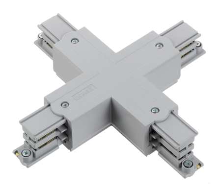 Nordic Aluminium Stromschienensystem XTS 38-1 X-Verbinder grau Frontansicht