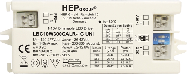 HEP LED Treiber dimmbar 10W Frontansicht