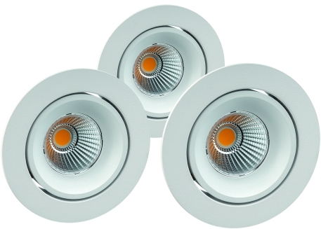 LED-Einbaustrahler Set mit 3 Strahlern, rund, 3000K, Frontansicht