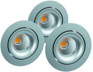 LED-Einbaustrahler 3er Set dimmbar Plug&play rund Frontansicht