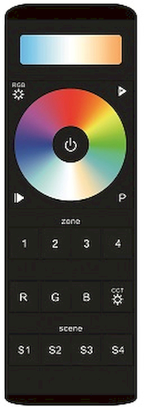 Rutec Funkhandsender 5-Kanal RGB+W+WW Frontansicht