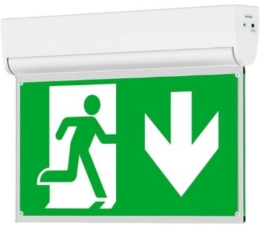 LED-Rettungsleuchte EXITflip mit 6 Piktogrammen in Frontansicht
