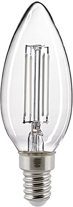 Sigor LED-Lampe Kerze Filament Snow klar E14 470lm 2700K dim Frontansicht