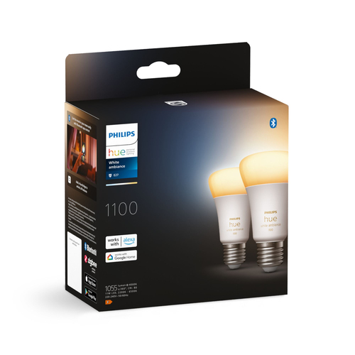 Philips Hue White ambience E27 Lampe Doppelpack Frontansicht