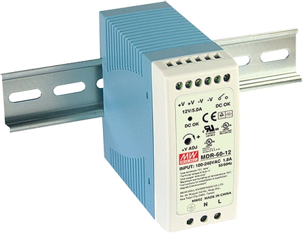Hutschienennetzteil Mean Well Frontansicht 48V 1.25A
