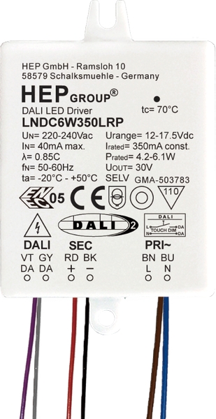 HEP LED Treiber dimmbar 350mA 6W Frontansicht