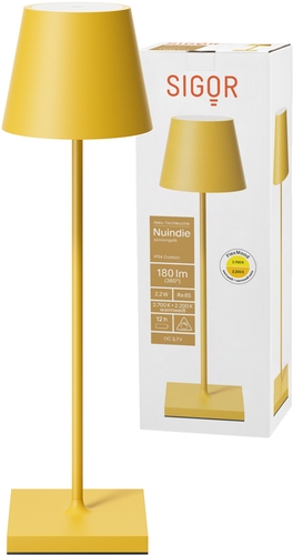 Sigor Akku-Tischleuchte Nuindie USB-C in sonnengelb 380mm Frontansicht