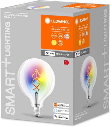 LED-Smart-Lampe mit RGB-Farbwechsel und dimmbarer Funktion in Frontansicht