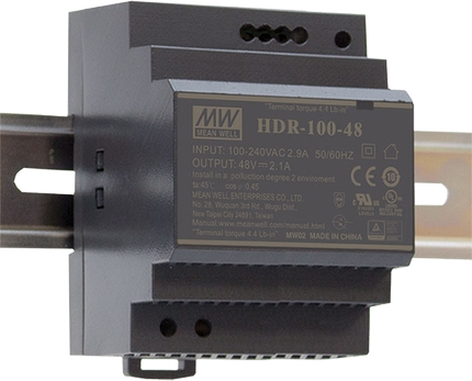 Mean Well Schaltnetzteil 85,2W 12V 7,1A Hutschiene Frontansicht