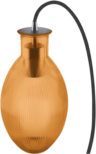 Vintage Tischleuchte mit orangefarbenem Glas in Frontansicht