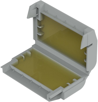 Wago Gelbox 2x73 für Aderleitungen, Frontansicht, grau