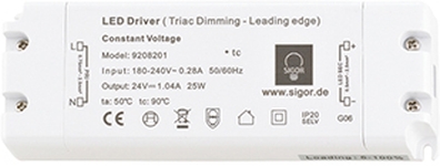 Sigor LED Netzteil Powerline Treiber Triac Flat 50W 24V Frontansicht