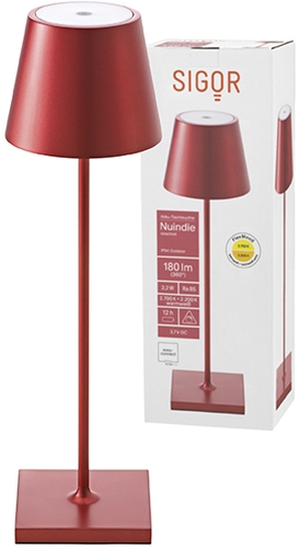 Akku-Tischleuchte kirschrot 380mm mit FlexMood-Funktion Frontansicht