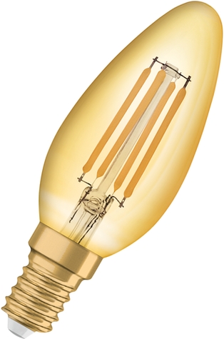 Vintage Glühbirne Ledvance 1906 E14 4W warmweiß 2400K Frontansicht