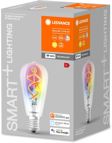 LED-Smart-Lampe mit RGB-Farben und WLAN-Funktion in Frontansicht
