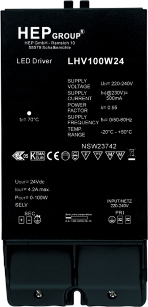 HEP LED Netzteil 24Vdc 100W Konstantspannung Frontansicht