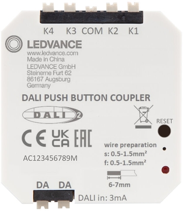 Ledvance PUSHBUTTON COUPLER DALI-2 Frontansicht Produktfoto