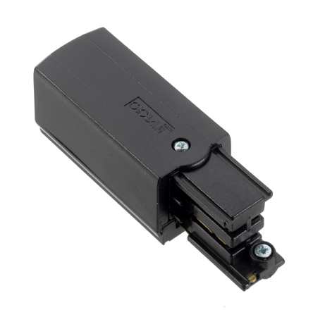 Endeinspeisung links für Nordic Aluminium Stromschienensystem XTS 12-2 in Schwarz, Frontansicht
