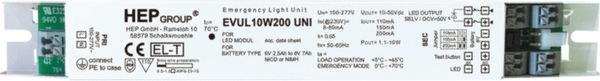 HEP Notlichtbaustein 10W Frontansicht mit 110-200mA