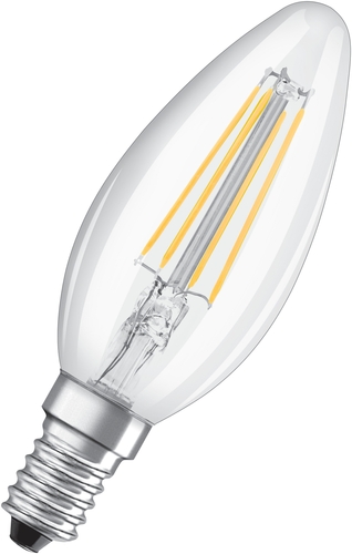 LED-Lampe E14 mit warmweißem Licht in Frontansicht