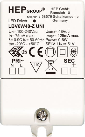 HEP LED Netzteil 24Vdc 6W Konstantspannung Frontansicht