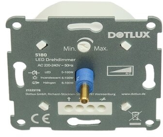 LED-Drehdimmer 5-100W dimmbar Phasenabschnitt Frontansicht