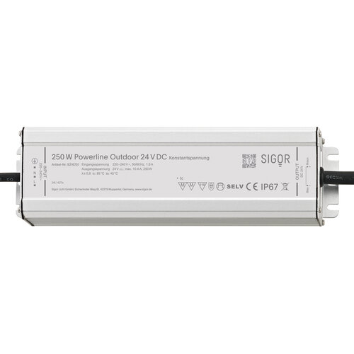 Sigor LED Netzteil Powerline Treiber Outdoor 250W 24VDC Frontansicht
