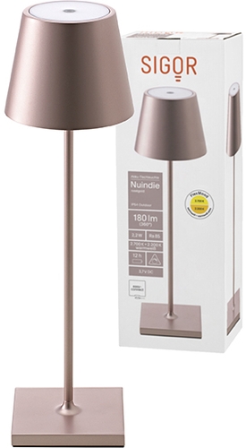 Akkuleuchte Sigor Nuindie 2,2W in rosegold Frontansicht