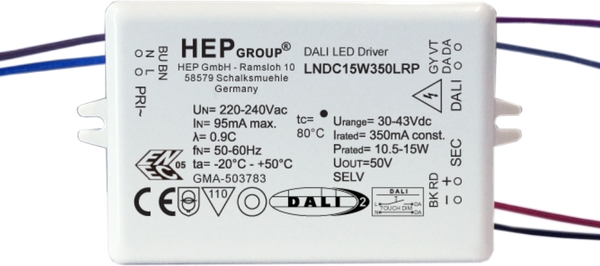 HEP LED Treiber, dimmbar, Konstantstrom, Frontansicht