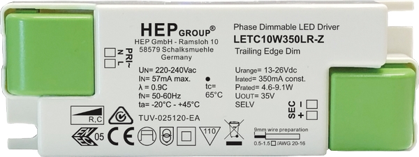 HEP LED Treiber 10W dimmbar, Frontansicht