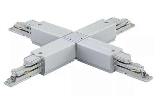 Nordic Aluminium X-Verbinder für Stromschienensystem XTSC 638-1, silber, Frontansicht