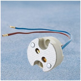 Universalfassung G4-GX5.3-GY6.35 mit Kabel für LED-Lampen, Frontansicht