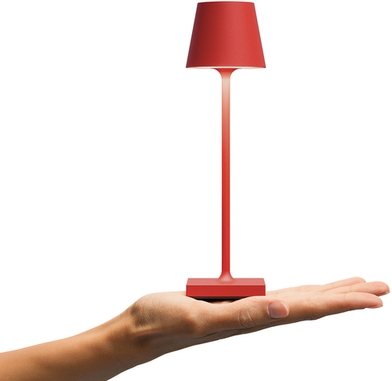 Sigor Akku-Tischleuchte Nuindie pocket in feuerrot, flexible LED-Lichtfarbe 2200K-2700K, Frontansicht