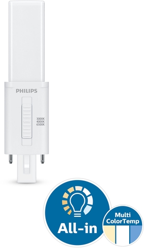 LED-PLS-Lampe von Philips, dimmbar, 3CCT, Frontansicht