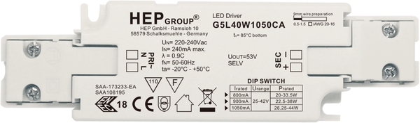 HEP LED Treiber, Konstantstrom, 40W, Frontansicht