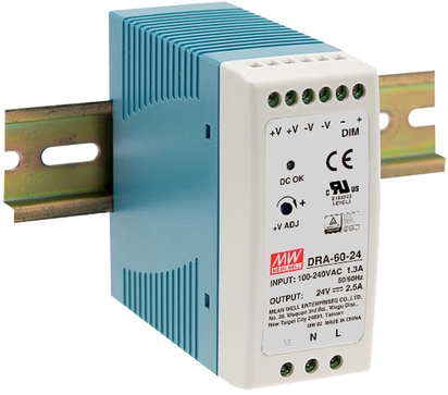 Schaltnetzteil Hutschiene 60W 24V 2,5A Frontansicht Produktfoto
