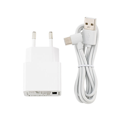 Sigor USB-C Ladekabel inkl Netzteil weiß 1200mm Frontansicht