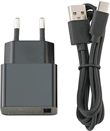 Sigor USB-C Ladekabel inkl Netzteil schwarz 1200mm Frontansicht