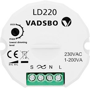 Wandmodul VADSBO Tastdimmer 200W Doseneinbau Frontansicht