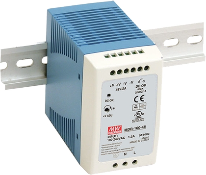 Hutschienennetzteil Mean Well Frontansicht 12V 8A